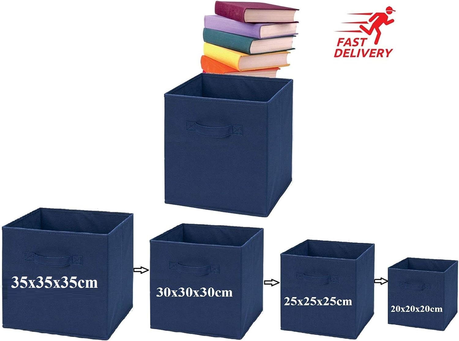 Fabric Foldable Square Canvas Storage Box Collapsible Folding Box Cubes