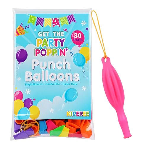 KIPEREE Punch Balloons for Kids – 30 Pack, 18 Inch Heavy Duty, Durable & Thick Balloons – Perfect for Party Bag Fillers, Party Favors & Decorations