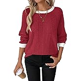 RICHSTORY Long Sleeve Shirts for Women Crewneck Tunic Tops Business Casual Pullover Sweaters Trendy Fall Fashion Clothes 2025