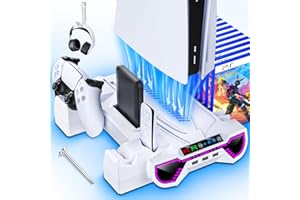 PS5 Cooling Station with Controller Charging Station for PlayStation 5/Slim/Pro Console, PS5 Cooling Stand with Controller Ch