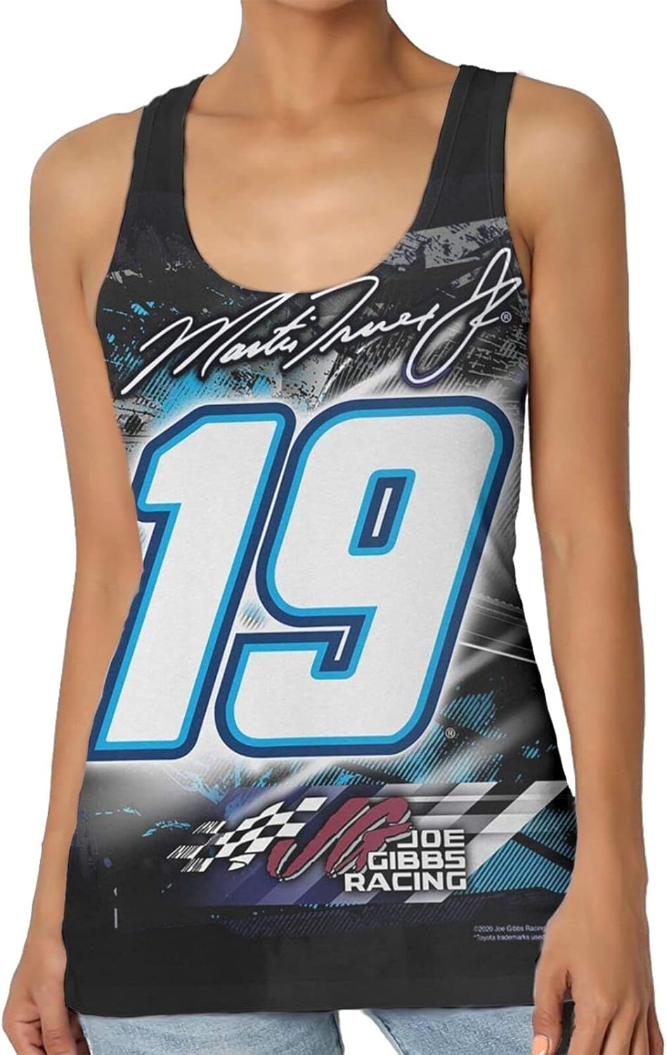 Martin Truex Jr 2021 Bass Pro Old Glory #19 Women's Slim-Fit Tank Tops T Shirts 3D Print Large 