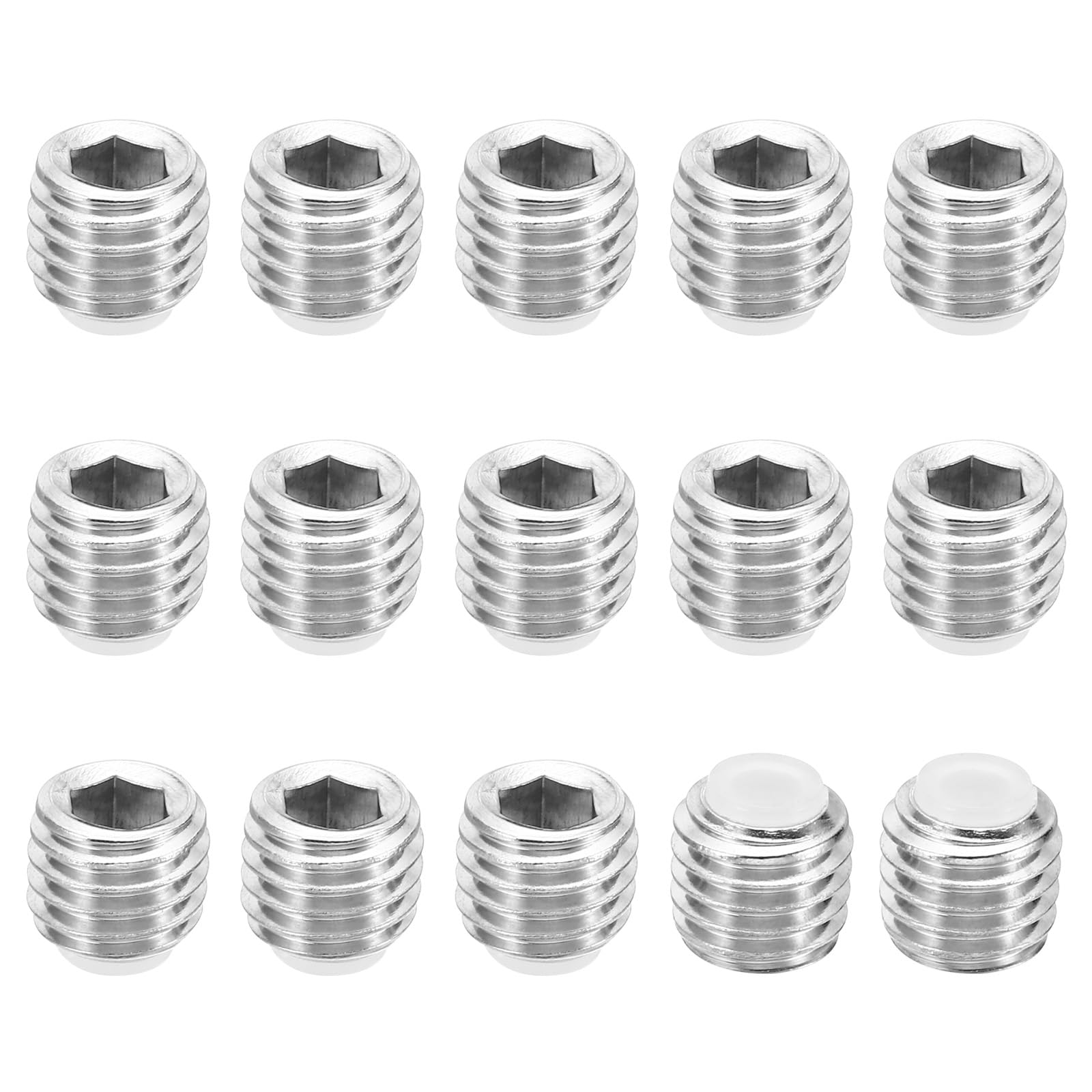 PATIKIL M12x10mm Nylon Tip Grub Screw, 15 Pack Metric Hex Socket Head Cup Point Anti Slip Set Screws Internal Hex Drive Hardware, 304 Stainless Steel