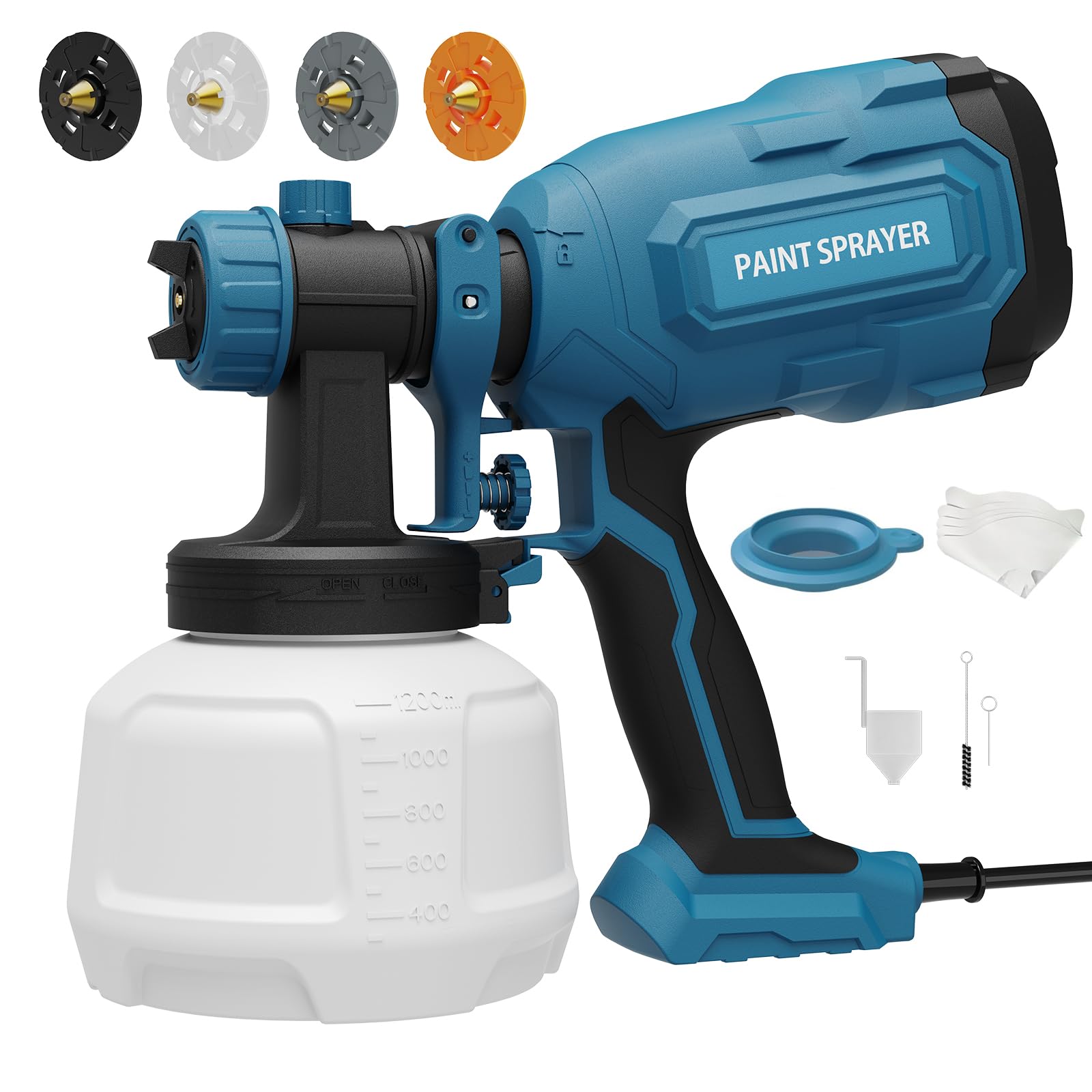 Spray Pattern Gun Fine Paint Sprayer, 700W HVLP Spray Gun with 4 Nozzles & 3 Patterns, Paint ...
