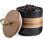 Miamolo Ceramic Coffee Jar with Lid, Coffee Canister for Ground Coffee | Airtight Container Fit Sugar Tea Bag Food Storage | Decorative Jars Kitchen Countertop, for Coffee Lovers Gift | Black &amp; 18oz