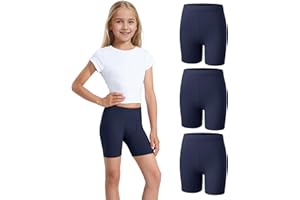 Somaibo 3 Pack Girls Bike Shorts Kids Cotton Cartwheel Athletic Gymnastics Shorts for Running Dance