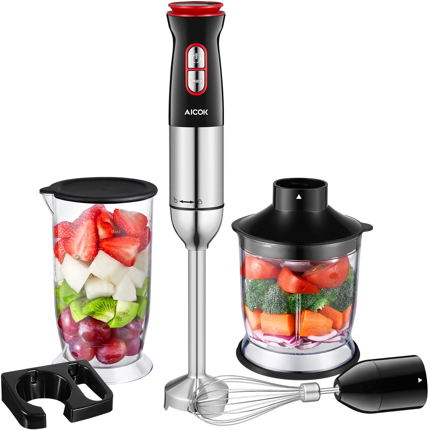 Aicok W Batidora de Mano  Velocidades y TURBO Batidora de Varilla