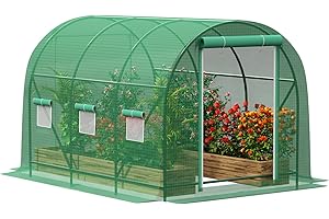 GAILDON 10×7×7 FT Greenhouses for Outdoors Heavy Duty, Large Walk in Green Houses for Outside with 6 Ventilated Mesh Windows & Roll-up Door & Reinforced Frame