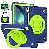AOKOZZY for iPad (A16) 11th Generation Case 11 Inch 2025, iPad 10th Generation case 10.9 Inch 2022, Shockproof Case with Screen Protector, 360° Rotating Stand Shoulder Strap Pencil Holder