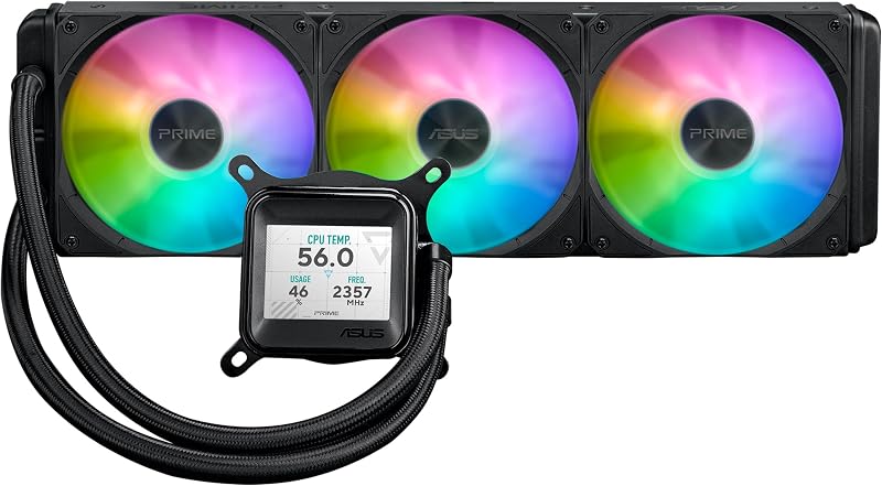 Prime LC 360 ARGB LCD - Sistema de arrefecimento líquido da CPU tudo-em-um com ecrã LCD, bomba Asetek de alto desempenho, motor robusto, ventoinhas conectáveis em cadeia