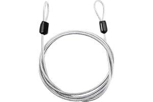 PUSNMI Security Cable Lock, 6.6ft x 2.5mm Steel, Stainless Steel Wire Rope with Double Loop - Silver