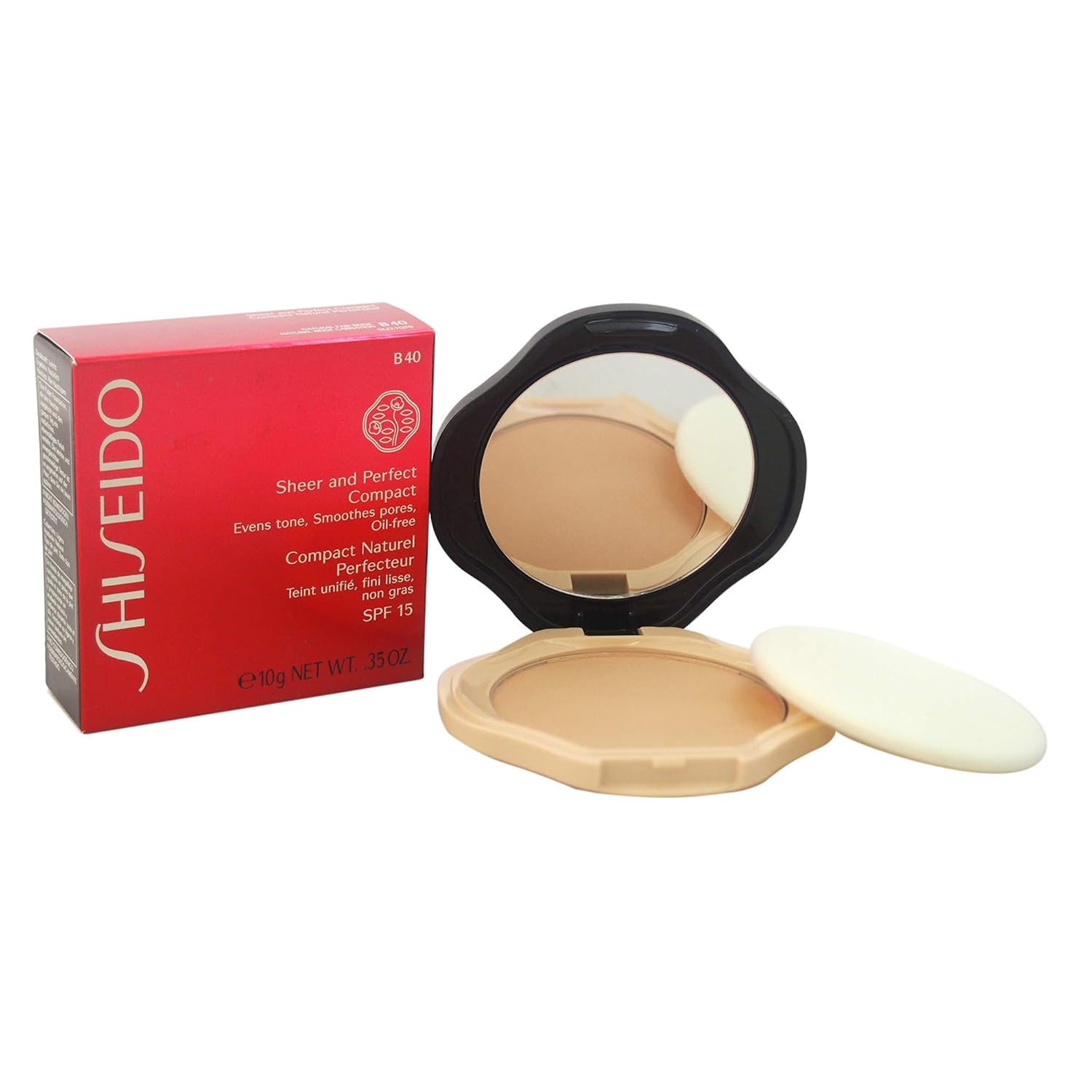 Shiseido Sheer and Perfect Compact Foundation B40 Natural Fair, Beige ...