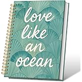 VONTP Green Ocean Beach Spiral Notebook, Green Seashell Coastal Beach Journal, Gifts for Ocean Lovers Women, Beachy College Ruled Notebook Journal for Writing, 5.5x8.3