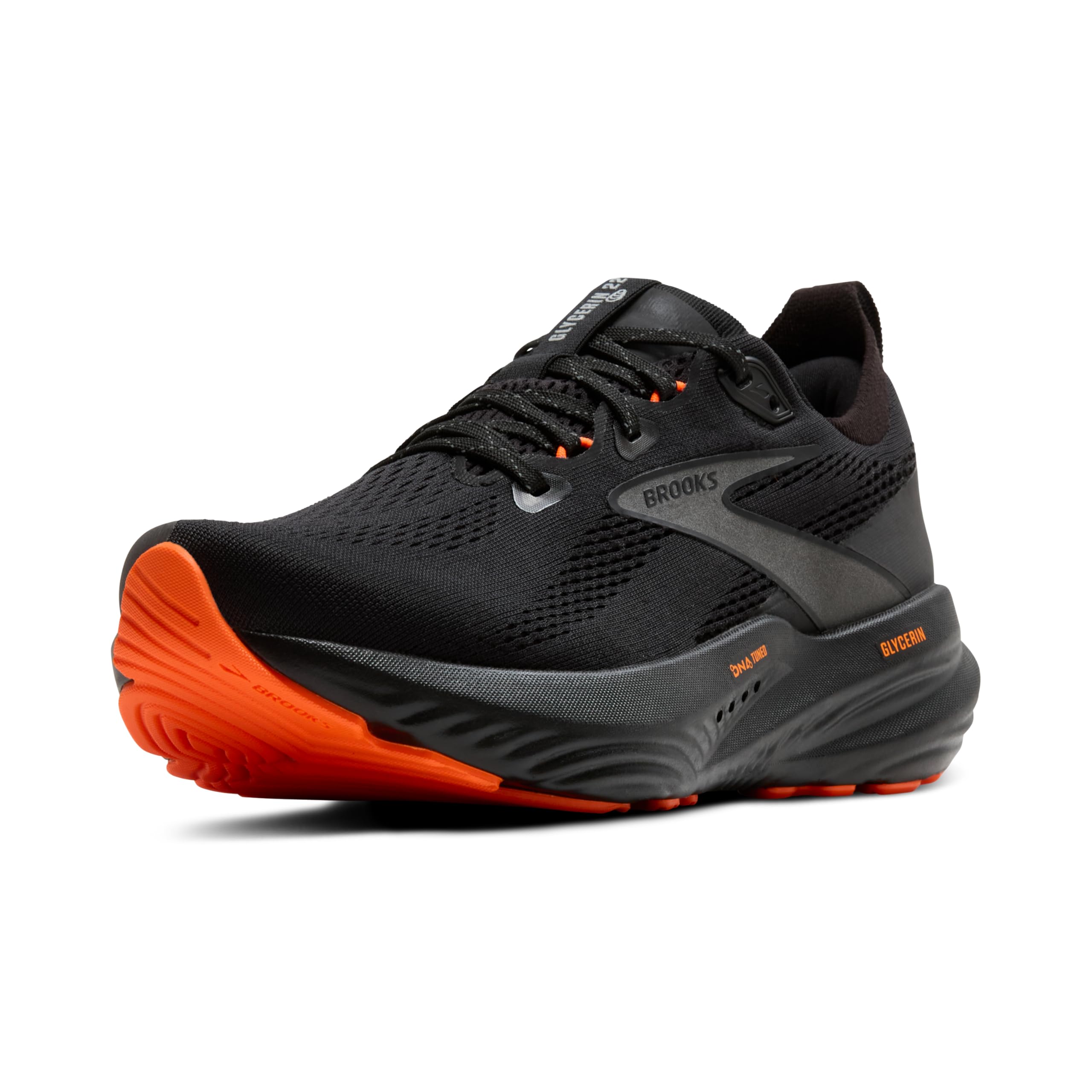 Brooks Men’s Glycerin 22 Neutral Running Shoe - Black/Orange - 13 Medium Image