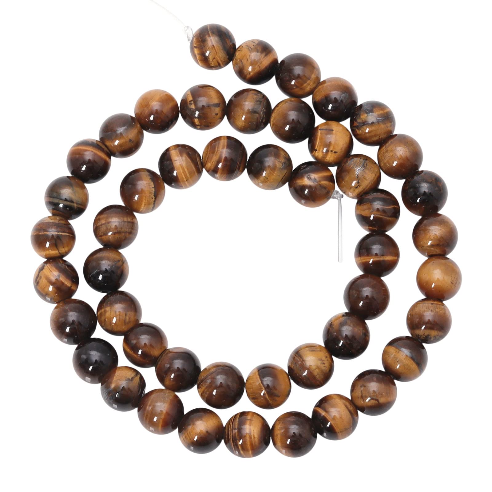 Nupuyai Tiger's Eye 8mm Round Crystal Stone Beads for Jewelry Making DIY Bracelet Necklace, Polished Stone Loose Beads Strand 15"