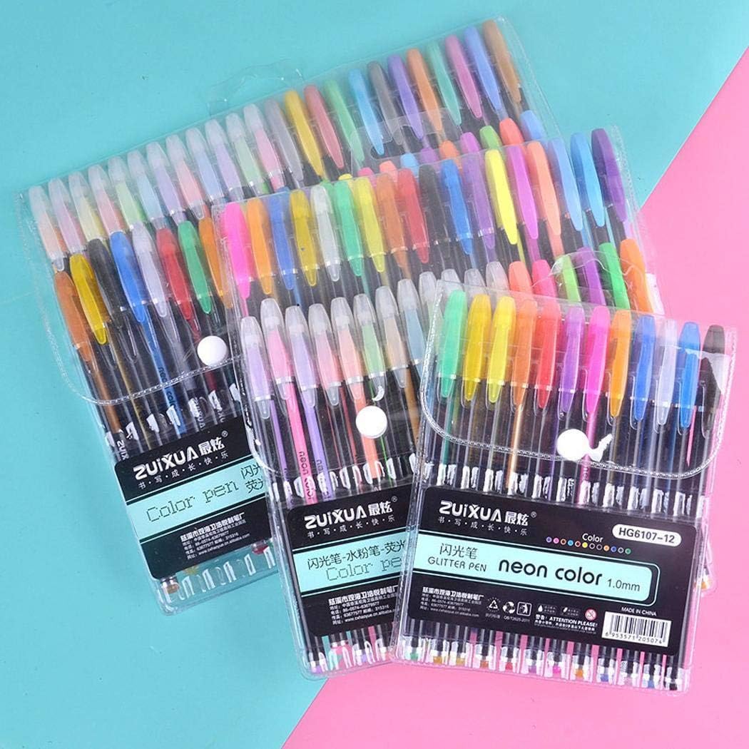Greeiok Students Gel Pens, Portable Smooth Long Lasting Glitter Gel Pen Set Writing Tool Gel Ink Rollerball Pens