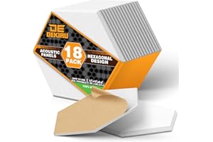 DEKIRU 18 Pack Hexagon Acoustic Panels Sound Absorbing, Self-Adhesive Sound Proof Foam Panels, 12''X10''X0.4'' Soundproof Wall Panels, Sound Dampening Panels For Wall Recording Home Studio (White)