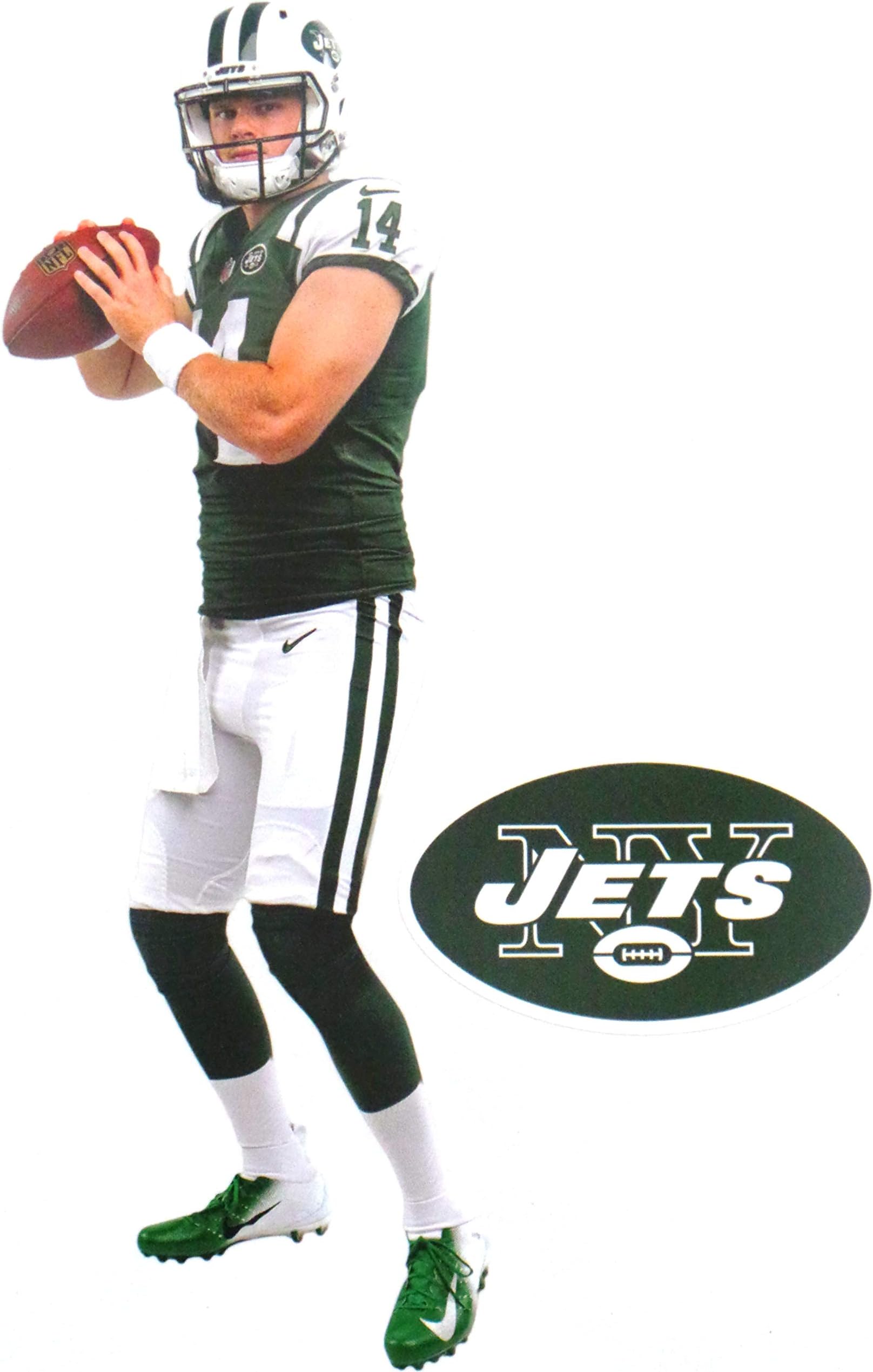 Sam Darnold Mini FATHEAD Graphic + New York Jets Logo Official NFL Vinyl Wall Graphics 7" INCH