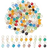 PH PandaHall 114pcs Faceted Glass Charms 19 Colors Teardrop Crystal Charms, 12mm Transparent Glass Crystal Pendants with Golden Brass Loops for Necklace Earring Bracelet Jewelry Making