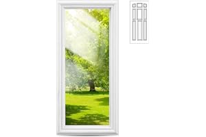Pushglossy 7'' x 18'' Entry Door Glass Insert with Low-e Clear Glass White Exterior Front Door Window Inserts Replacement Kit for Home Improvement