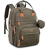 BabbleRoo Diaper Bag Backpack - Baby Essentials Travel Tote - Multi Function Water Resistant Diaper Bag, Travel Essentials Baby Bag with Changing Pad, Stroller Straps & Pacifier Case - Army Green
