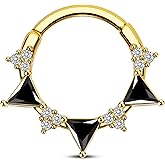 CM Crareesi Mania Septum Rings 316L Stainless Steel Septum Piercing Jewelry Black CZ Septum Jewelry for Women Clear CZ Daith Piercing Jewelry Daith Earrings