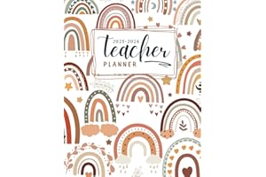 Teacher Planner (Canada Edition): With Lesson Plans, Attendance, and Grade Records Featuring a Boho Rainbow Cover Design
