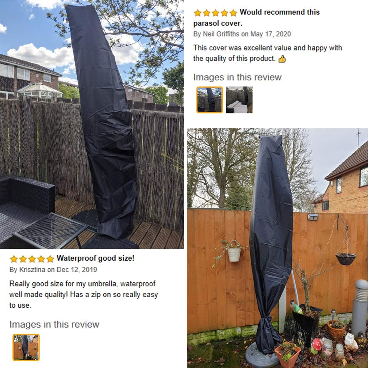GEMITTO Patio Umbrella Cover, Waterproof Snowproof Outdoor Offset Umbrella Cover with Zipper for 9-13ft Cantilever Parasol Umbrellas, Winter Protection (420D Cantilever Umbrella Cover) : Garden & Outdoor