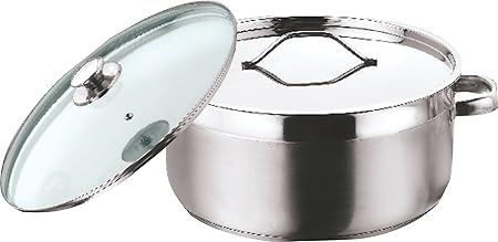 Vinod Stainless Steel Two Tone Saucepot with Glass Lid - 20 cm, 3 Ltr (Induction Friendly)