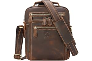 Ringsun Small Leather Mens Purse Bag, Leather Man Purse Man Bag Messenger Bag for Men Zipper Crossbody Shoulder Bag,RS30