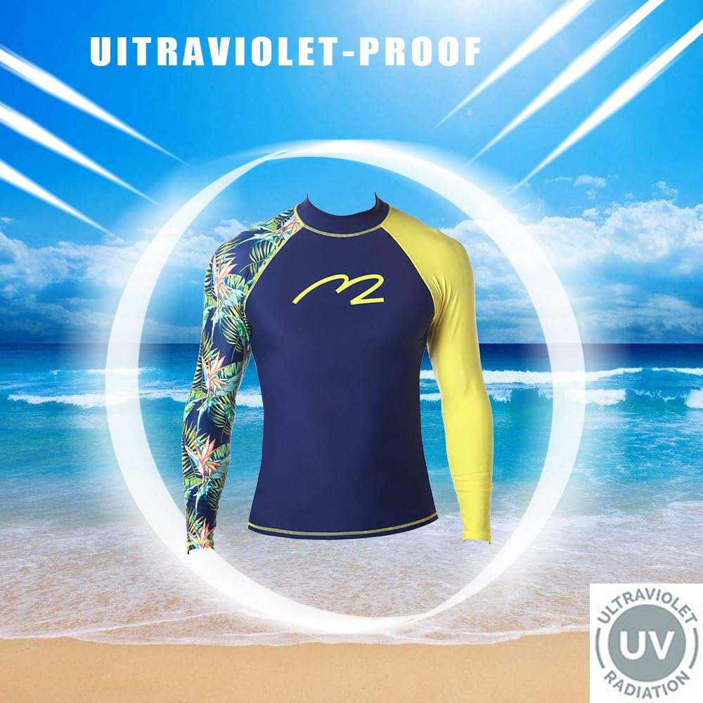 MZ Garment Rash Guard Men UV Sun Protection UPF 50+ Basic Skins Long Sleeve Crew Sun Shirt Surfing Shirt: Clothing