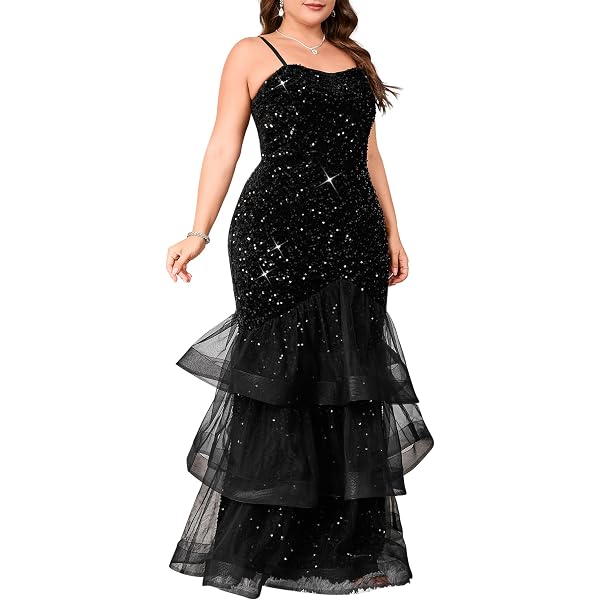 Amazon.com: 832 - Plus Size Mermaid Lace Maxi Long Cocktail Dress Gown (1X,  Black) : Clothing, Shoes & Jewelry