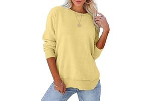 KIRUNDO Women's Casual Crewneck Sweatshirts 2024 Spring Fall Clothes Loose Long Sleeve Lightweight Pullover Shirts Tops