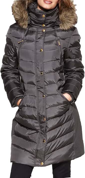 Michael Kors Women's Mid-Length Down Coat with Zip-Out Hood-Gun-L: Amazon.ca: Clothing & Accessories