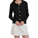 VizWqm Women's Lightweight Button Cardigan Sweater Long Sleeve Top Fall Crew Neck Knit Solid Jackets Fashion Clothes Outfits