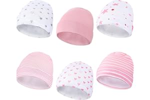 Newcotte 6 Pcs Preemie Baby Hats Cotton Preemie Caps Warm Newborn Beanie Premature Hat for Nicu Premature Boy Girl