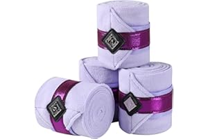 GemRebel Horse Polo Wraps Upgrade with Bling Leg Wraps for Horses 4-Pack Fleece Leg Wraps Stable Supplies-Lavender L