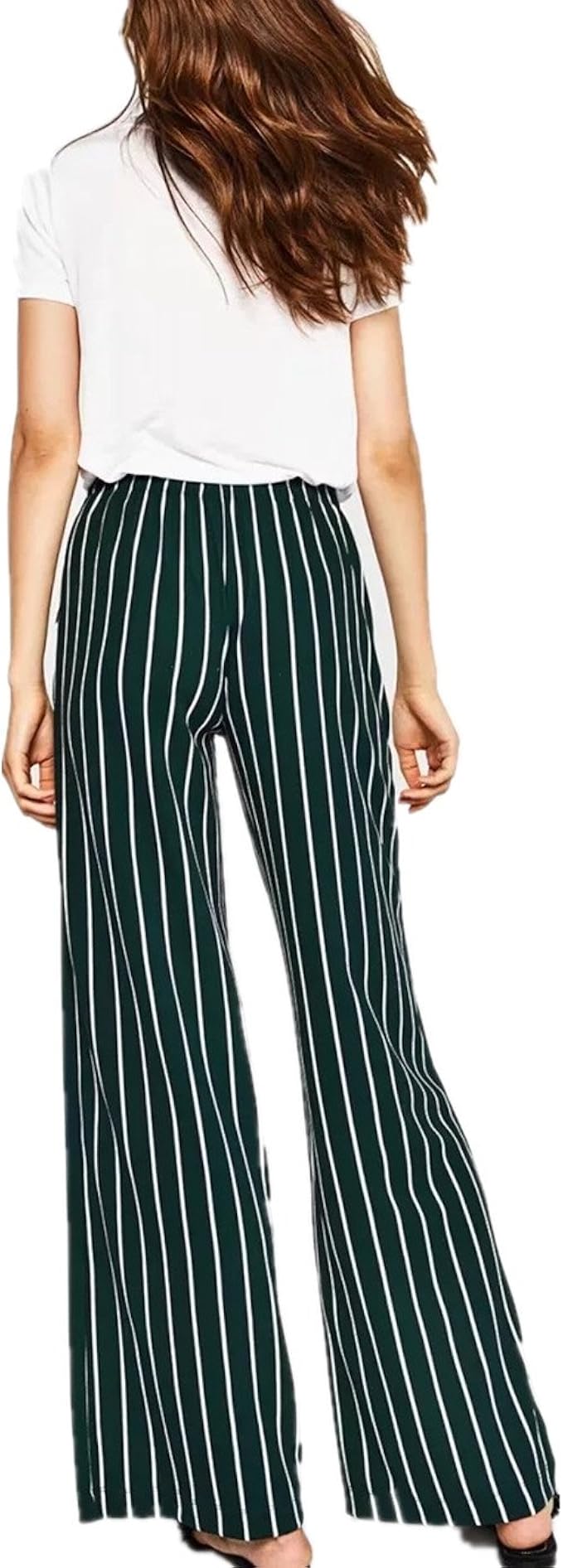 green and white striped trousers