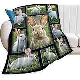 Cute Rabbit Blanket, Bunny Throw Blankets, Pet Animal Fuzzy Plush Rabbit Blanket Ultra Soft Gift for Women Kids Teens Men Girls Boys Stuff Decor for Easter Bedding Sofas Couch 50"X40"