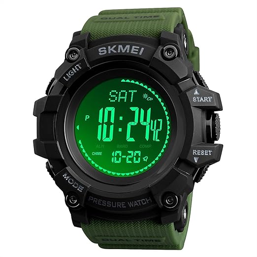 Tactical Watches with Compass Altimeter Barometer Pedometer Thermometer, Digital Sports Outdoors