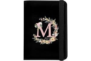 GABraden Cute Passport Holder and Holder Combo Passport Cover with RFID Blocking Women Men Compatible Wallet Credit Card Protector (Initial Monogram-M)