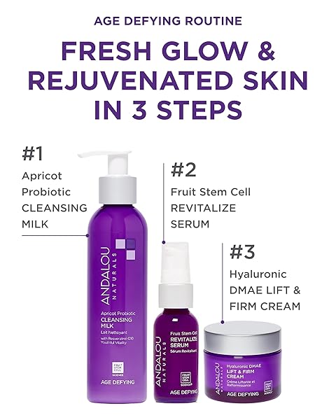 ANDALOU NATURALS AGE DEFYING APRICOT PROBIOTIC CLEANSING MILK | GENTLE DAILY HYDRATING FACE CLEANSER FOR DRY, DEHYDRATED SKIN| WITH FRUIT STEM CELL COMPLEX | 6 FL OZ