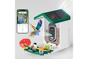 BSEMAX Smart Bird Feeder with Camera Solar Powered, 2.5K HD AI Identify Species, Smart Bird House with Cam, Auto Capture Animal Videos, Instant Notifications, Gift for Animal Lovers and Mom Dad (Green)