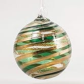 Glass Eye Studio Artisan Ball Ornament Golden Evergreen