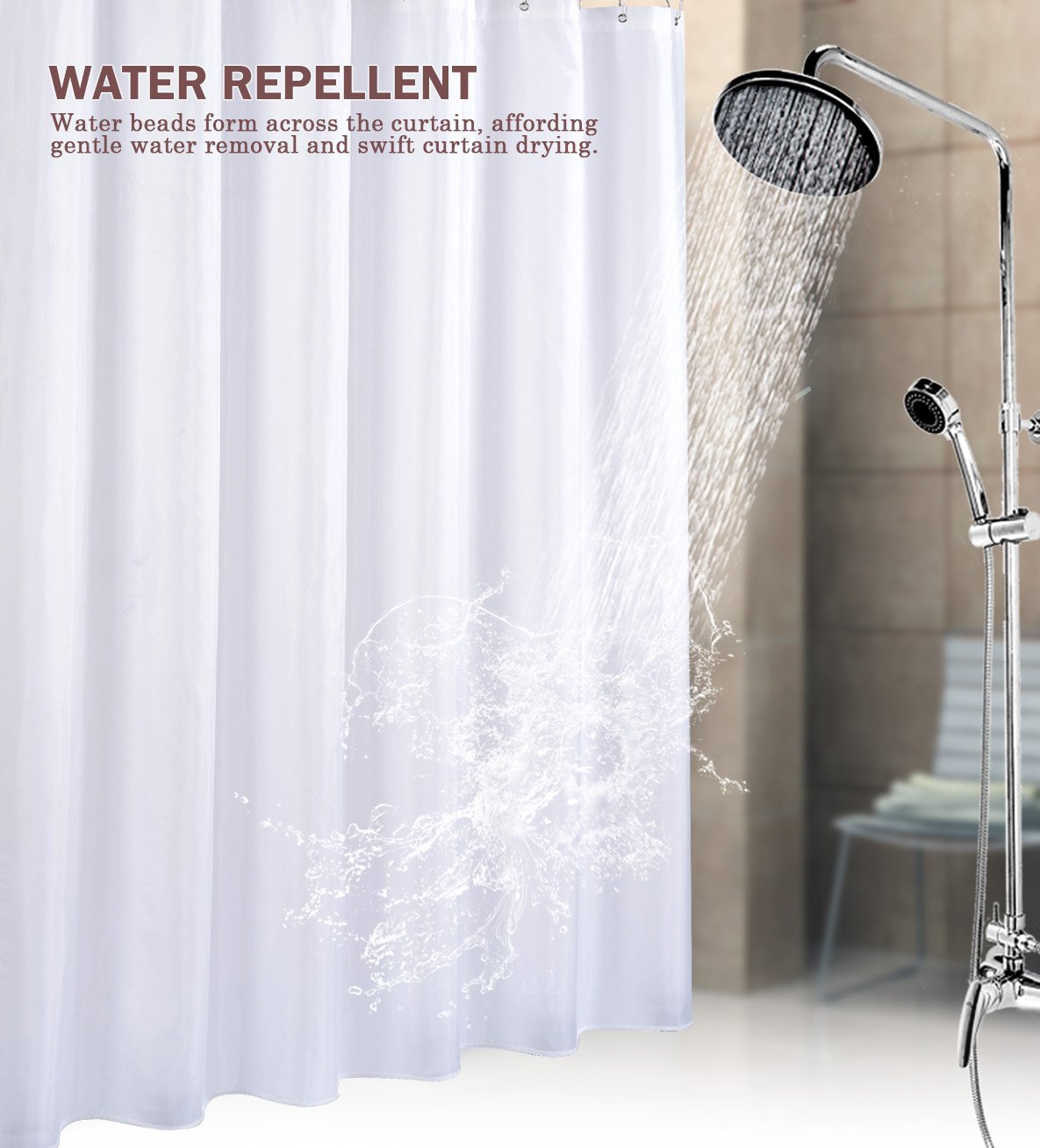 Wimaha Waterrepellent Fabric Shower Curtain Liner Mildewresistant Machine eBay