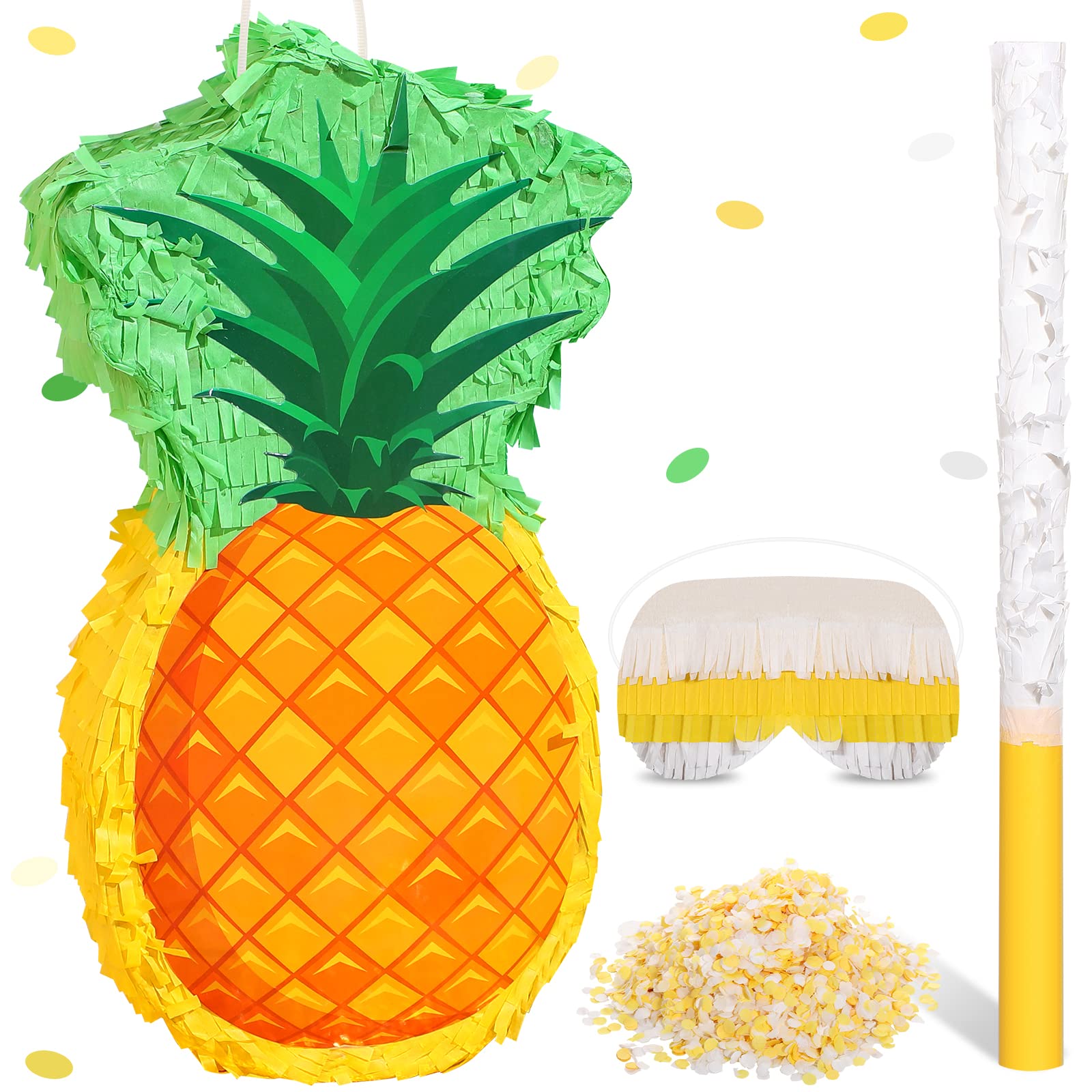 Photo 1 of Sratte Pineapple Piñata Fruit Summer Theme Includes Stick Blindfold Confetti Fruit Piñata Birthday Party Decorations for Summer Tropical Party Supplies Fiestas Carnival Game