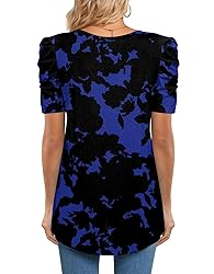 CATHY Womens Summer T-Shirt Short Puff Sleeve Tunic