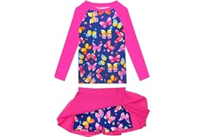 Snowheart Girls Rash Guard Swimsuit Set Long Sleeve Bathing Suit Two Piece 3-12 Years