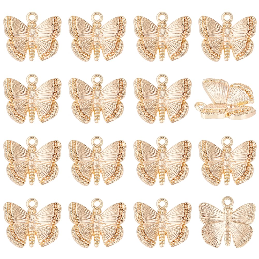 BENECREAT 20pcs Brass Mini Butterfly Charms 18K Gold Plated Cute Butterfly Pendant Bracelet Charms Tiny Charm(10x11x3mm) for DIY Necklace Bracelet Earrings Jewelry Making DIY Craft
