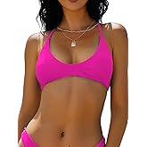 ZAFUL Women's Tie Back Bikini Top Solid Push Up Padded Bralette Swimsuit Bathing Suits Top