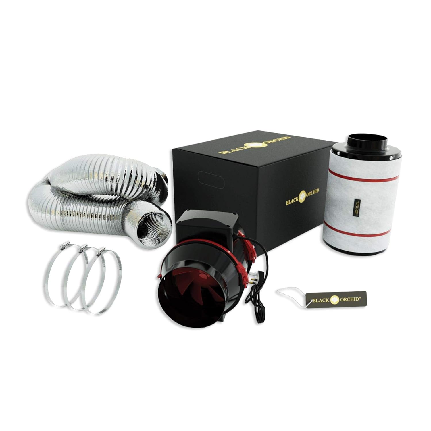 BLACK ORCHID Radial Flo Full Kit in Line Grow Room Tent Extractor Fan